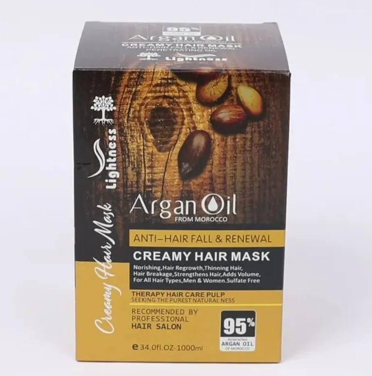 Hair Mask Lightness Argan Oil From Morocco Anti Hair Fall & Renewal Creamy -1000ml