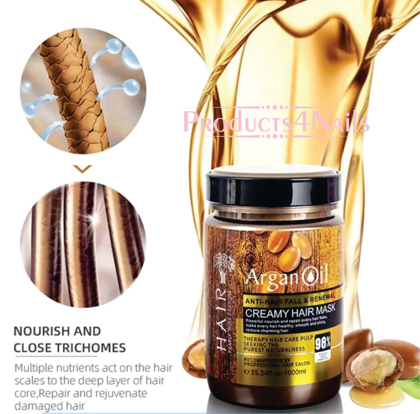 Hair Mask Lightness Argan Oil From Morocco Anti Hair Fall & Renewal Creamy -1000ml