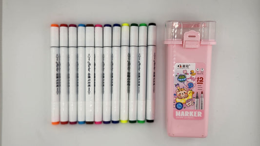 Maker Marker Pens Set – 12 Colors, Fine Tip Paint Pens for Rock Painting, Glass, Wood, and Fabric