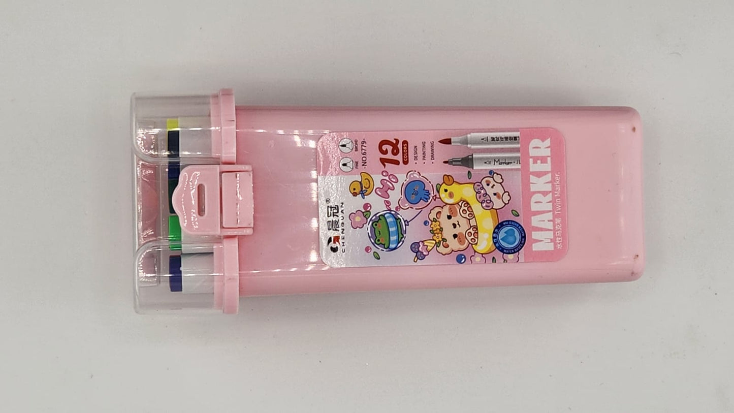 Maker Marker Pens Set – 12 Colors, Fine Tip Paint Pens for Rock Painting, Glass, Wood, and Fabric