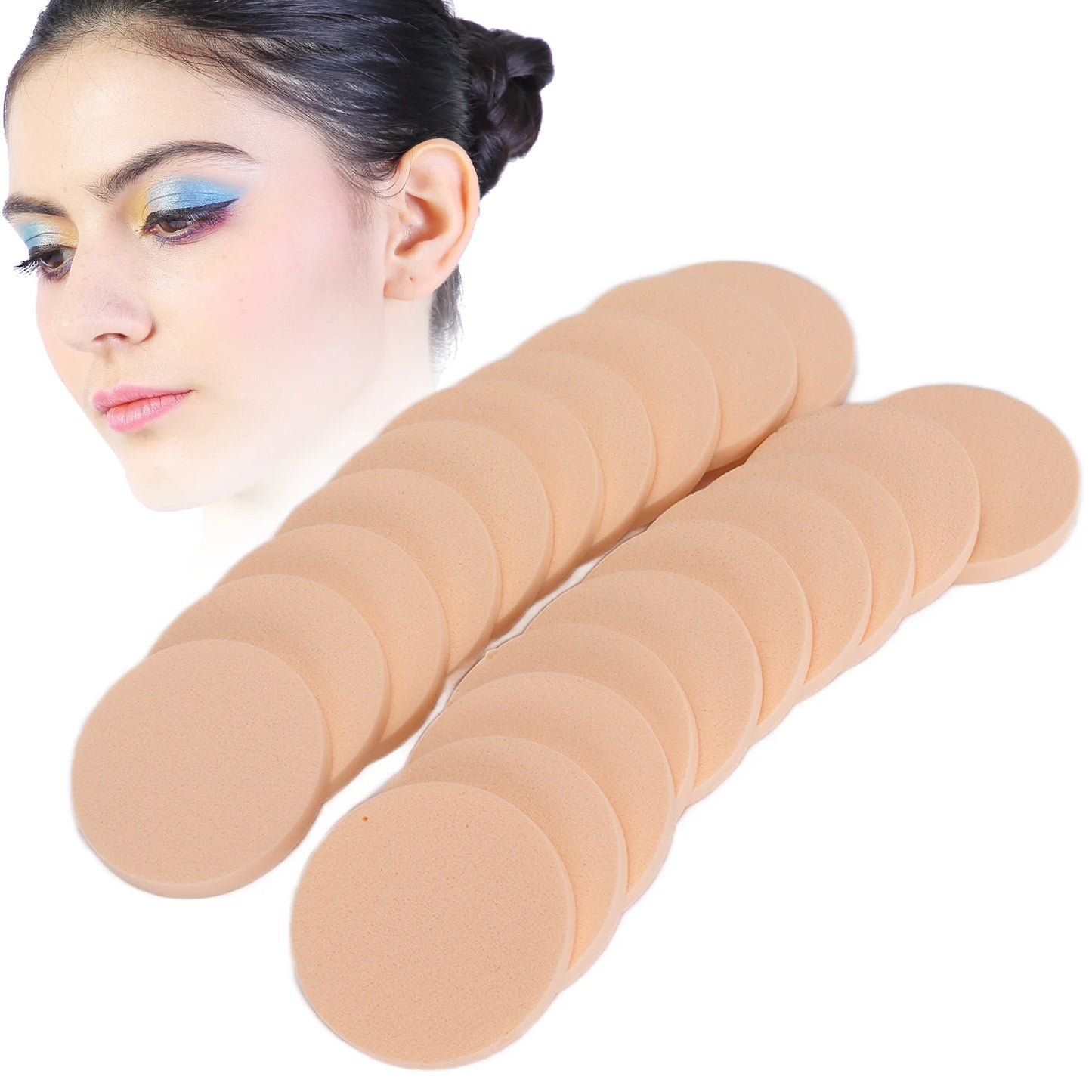 Makeup Sponge Easy Cleaning Powder Puff Round, Safe Dual Use Quick Rebound Convenient For Makeup