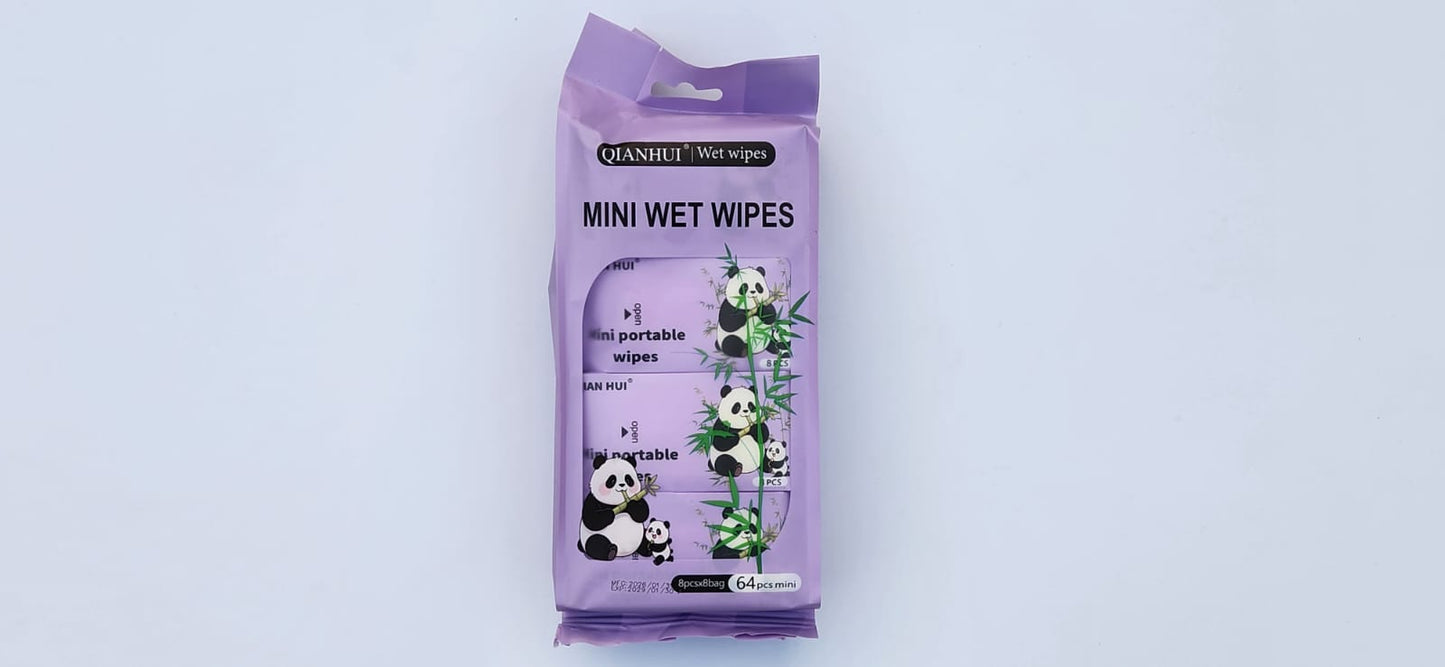 Mini Wet Wipes 8-Pack (64pcs mini) Qianhui OR Islak Mendil