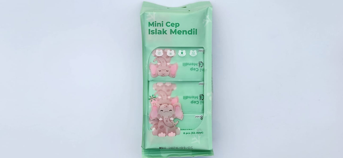 Mini Wet Wipes 8-Pack (64pcs mini) Qianhui OR Islak Mendil