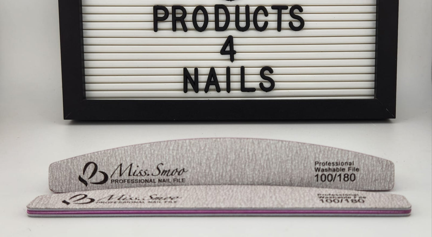 Miss Smoo Nail File 100/180 Grey - Half Moon Grey - Lose