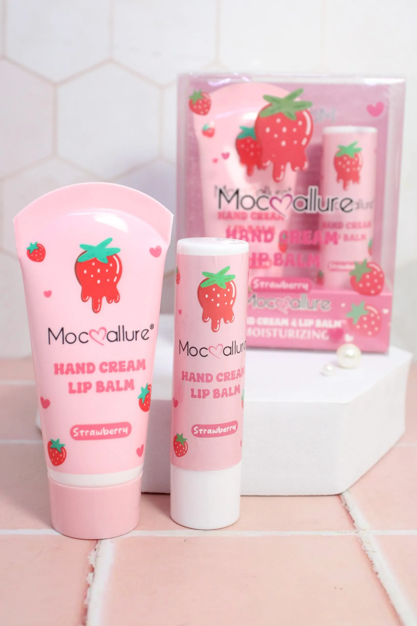 Mocoallure Duo Set: Lip Balm and Strawberry Hand Cream | Shine and Hydration