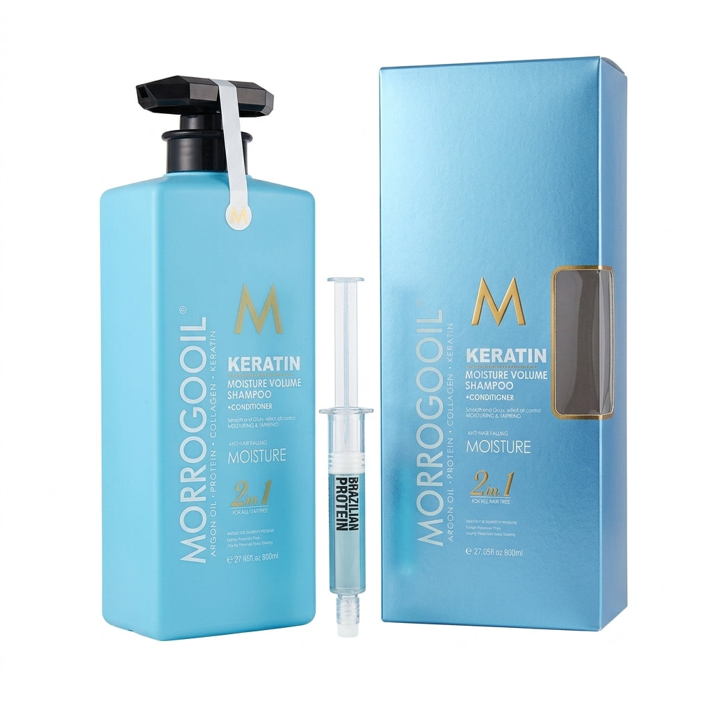 MORROGOOIL Moisture Volume Shampoo + Conditioner 2-in-1 – Argan Oil, Protein, Collagen & Keratin, 800ml
