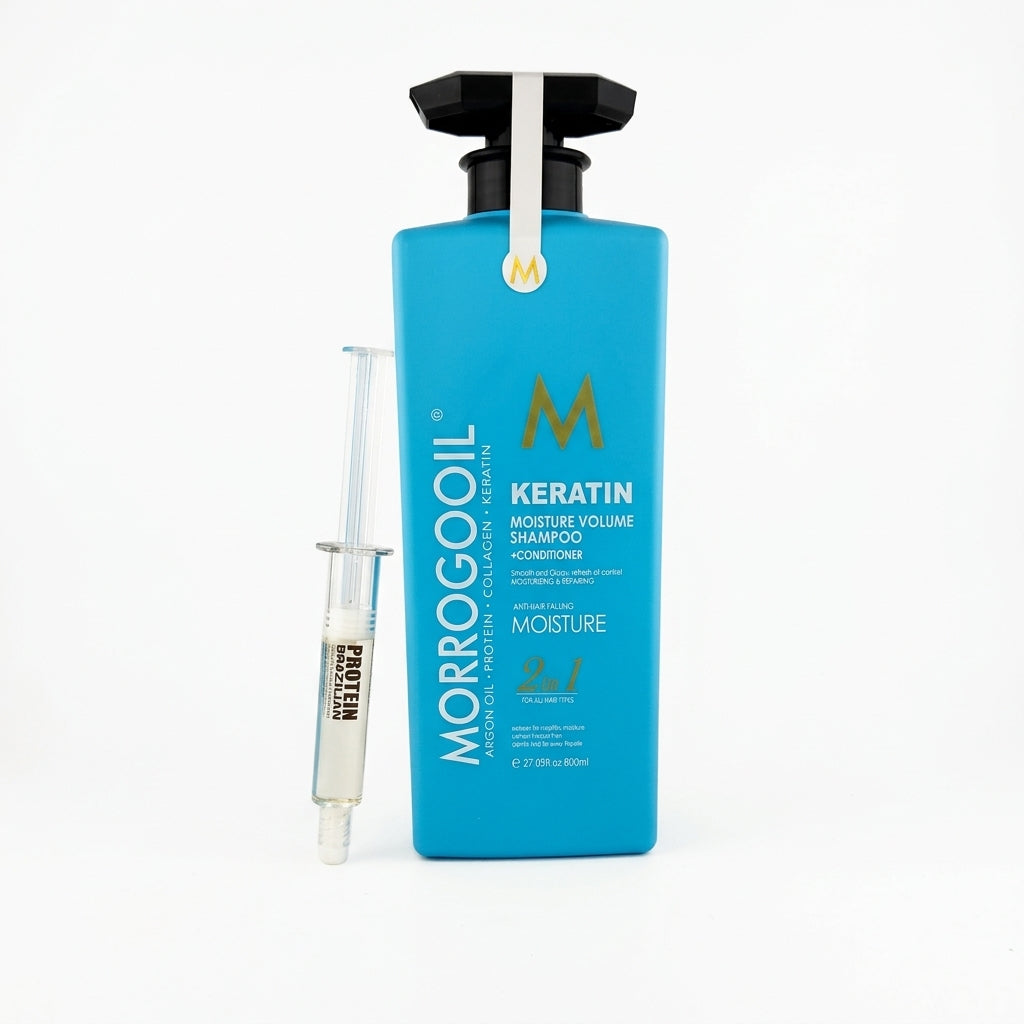 MORROGOOIL Moisture Volume Shampoo + Conditioner 2-in-1 – Argan Oil, Protein, Collagen & Keratin, 800ml