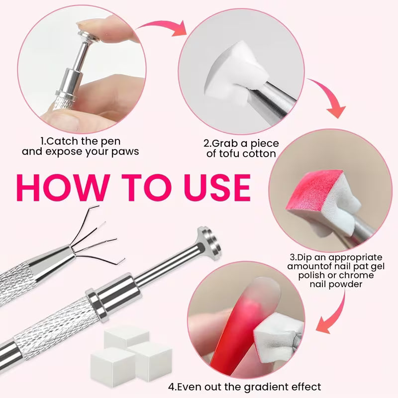 Nail Sponge Metal Grabber Mini Replaceable Nail Sponges Blocks for Ombre and No Wipe Painting Gel
