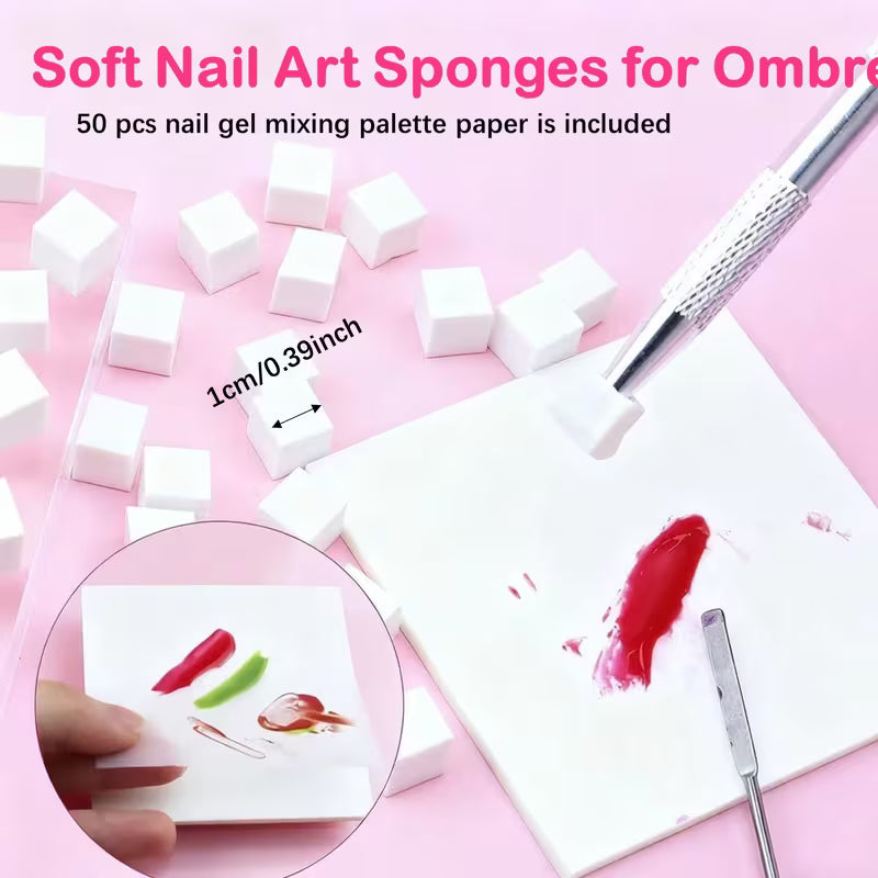 Nail Sponge Metal Grabber Mini Replaceable Nail Sponges Blocks for Ombre and No Wipe Painting Gel