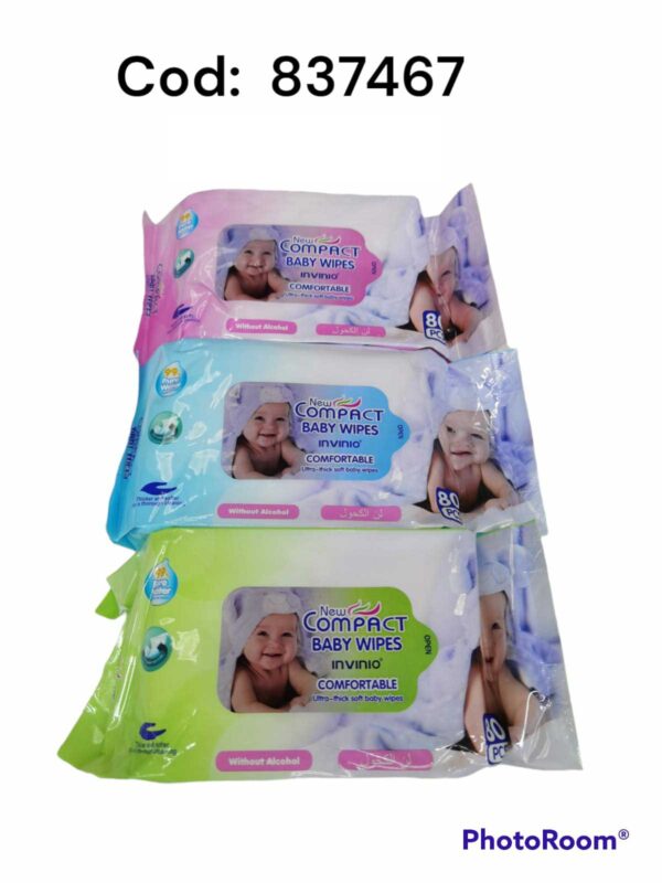 New Compact Baby Wipes Invinio Comfortable - WITHOUT ALCOHOL 80pcs