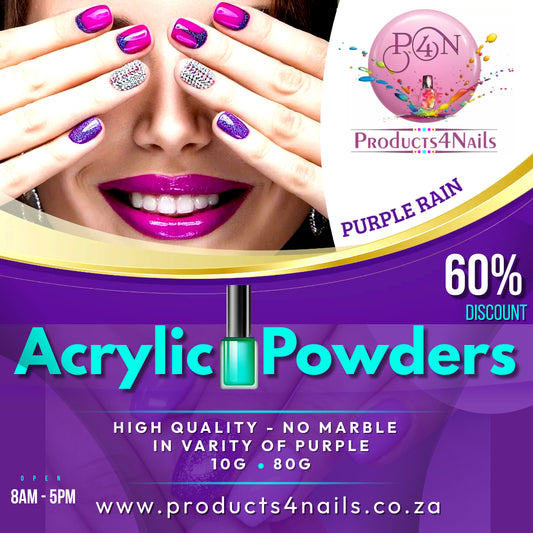 60% DISCOUNT on Acrylic Powders in Various colours (Purple Rain)