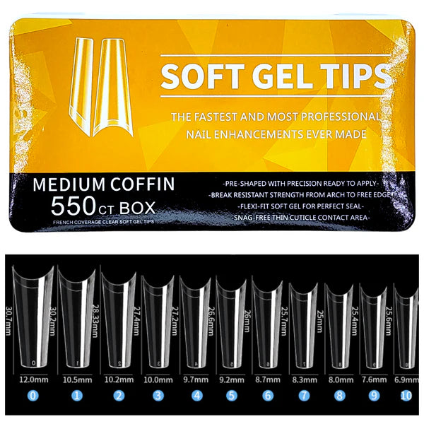 MEDIUM COFFIN 550pcs Soft Gel Tips