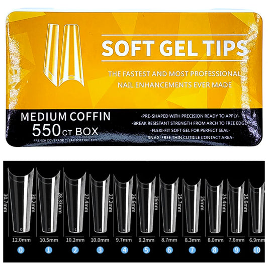 MEDIUM COFFIN 550pcs Soft Gel Tips