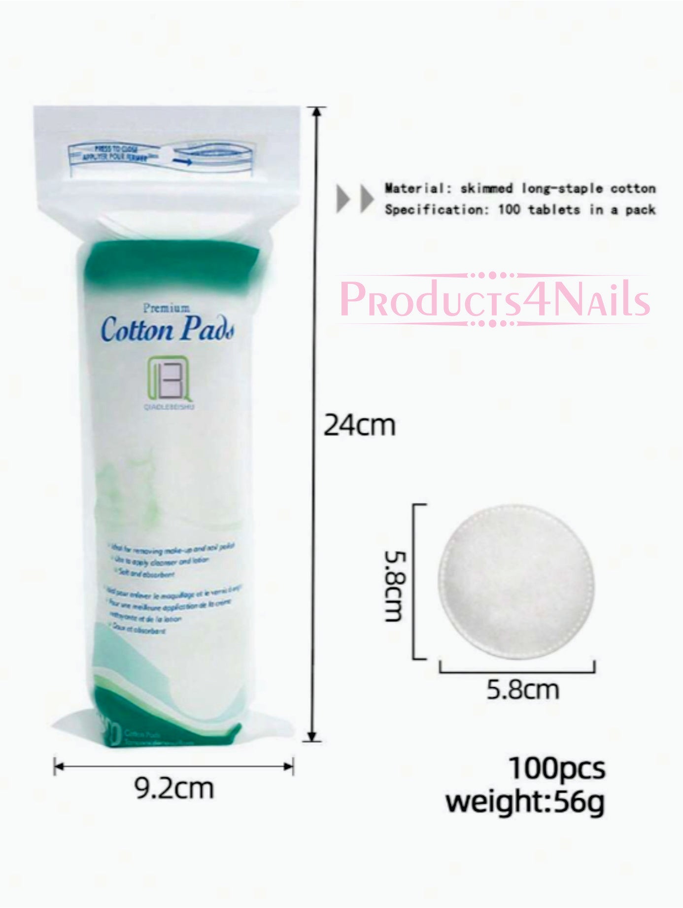 Cotton Pads Premium 100Pcs - QIALEBEISHU