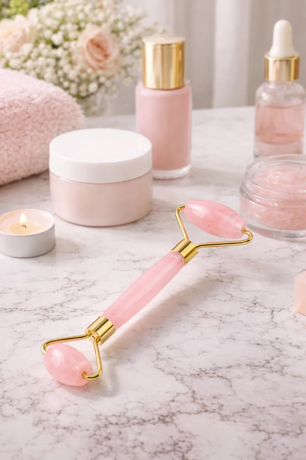 RubyFace Gua Sha Massage Kit - Jade Roller & Rose Quartz Guasha Stone Set