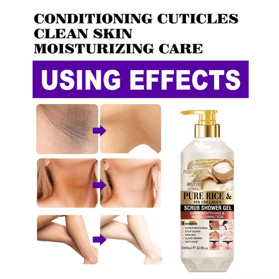 Roushun Scrub Shower Gel PURE RICE & 10xCOLLAGEN 1000ml - RS-30781