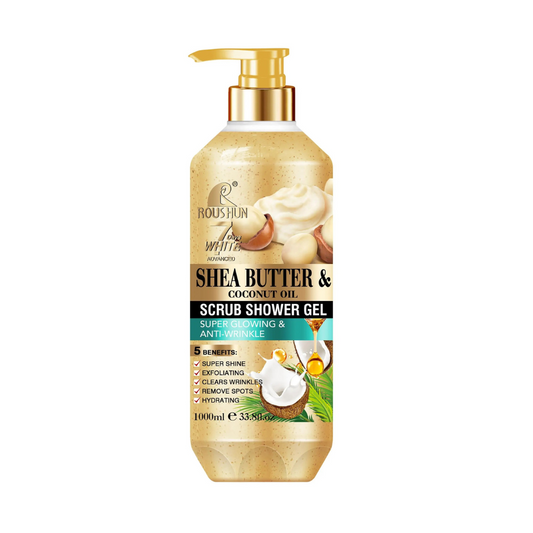 Roushun Scrub Shower Gel SHEA BUTTER & COCONUT OIL 1000ml - RS-30780
