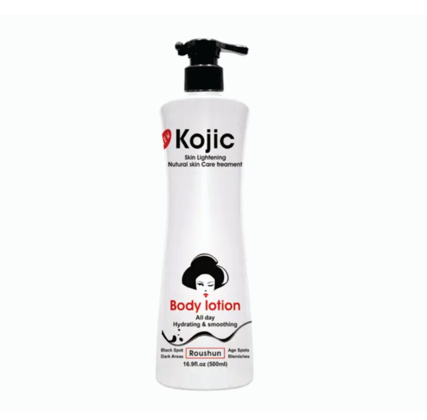 Roushun Kojic Body Lotion 500ml - Moisturizing Whitening Lightening  Hydrating Smoothing Black Spot Age Spots