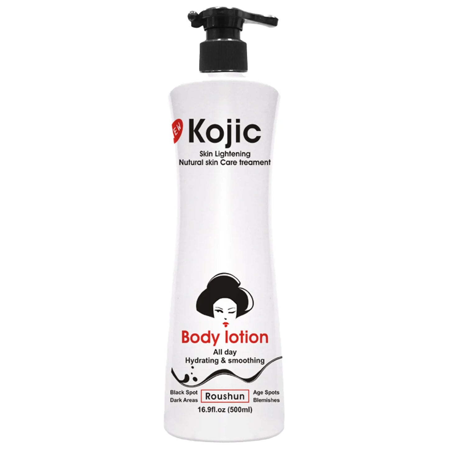 Roushun Kojic Body Lotion 500ml - Moisturizing Whitening Lightening  Hydrating Smoothing Black Spot Age Spots
