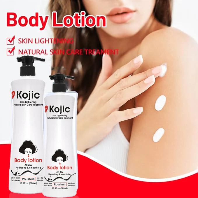 Roushun Kojic Body Lotion 500ml - Moisturizing Whitening Lightening  Hydrating Smoothing Black Spot Age Spots