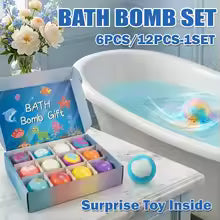 Children’s Bath Bombs Set Bath Gift with Hidden Toys 60g - Safe Ocean Bubble Bath Perfect for Sensory Play Bath time Fun