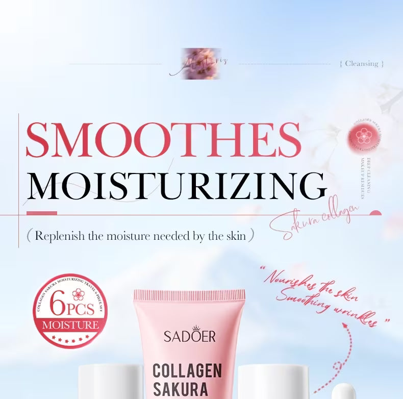 SADOER Collagen Sakura Moisturizing Travel 6-Piece Set