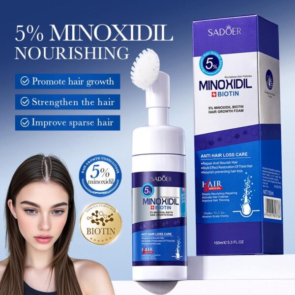 SADOER Minoxidil + Biotin Anti-Hair Loss Foam (5%), 150ml