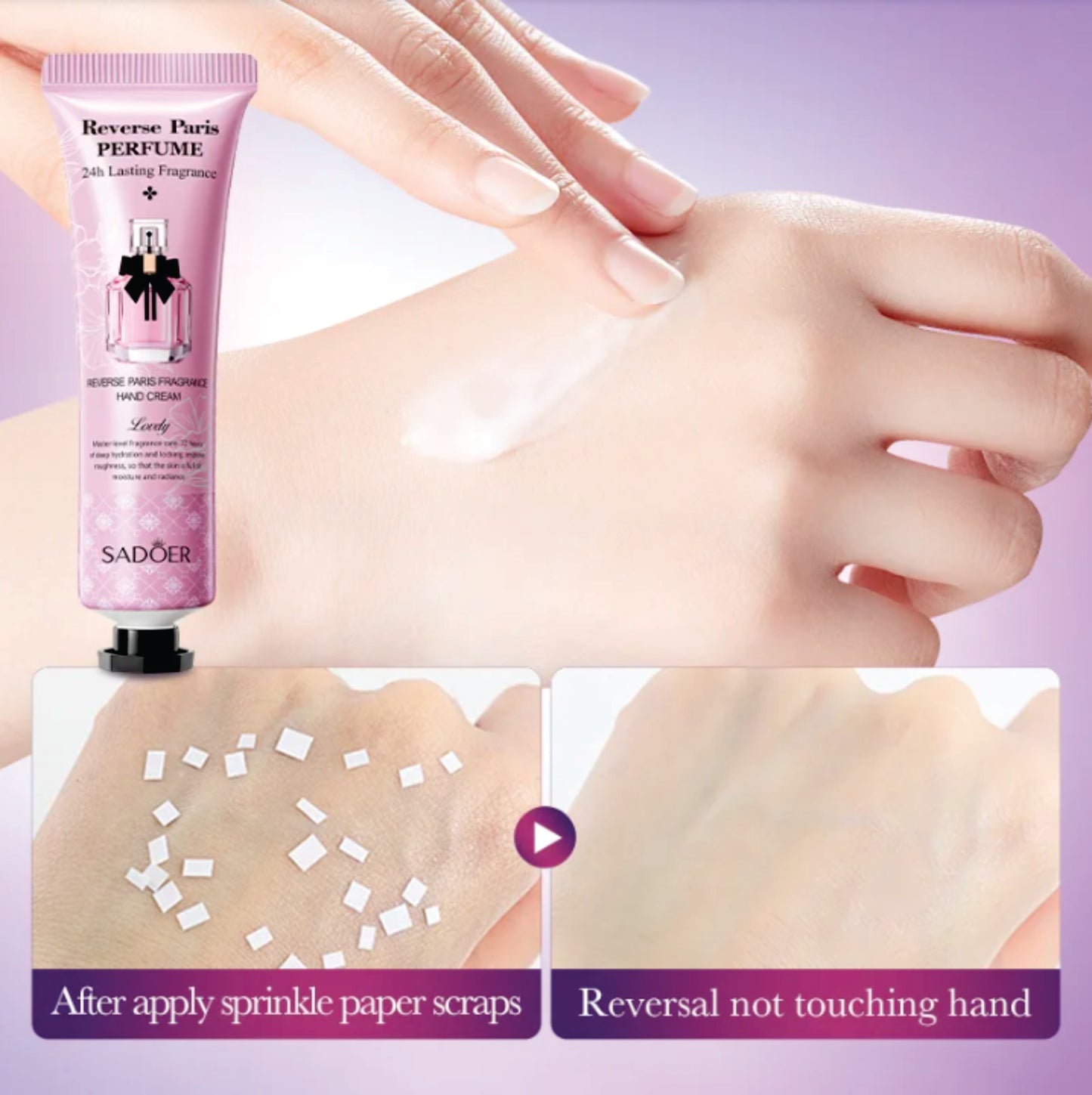 SADOER Reverse Paris Perfume Hand Cream Moisturizing Repair Dry Cracked Hands Smooth Soft Care 30g