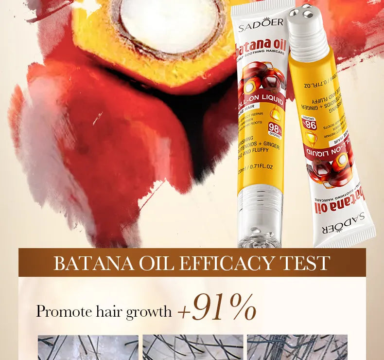 SADOER Batana Oil Scalp Soothing Haircare 98% Organic Roll-on Liquid 20ml