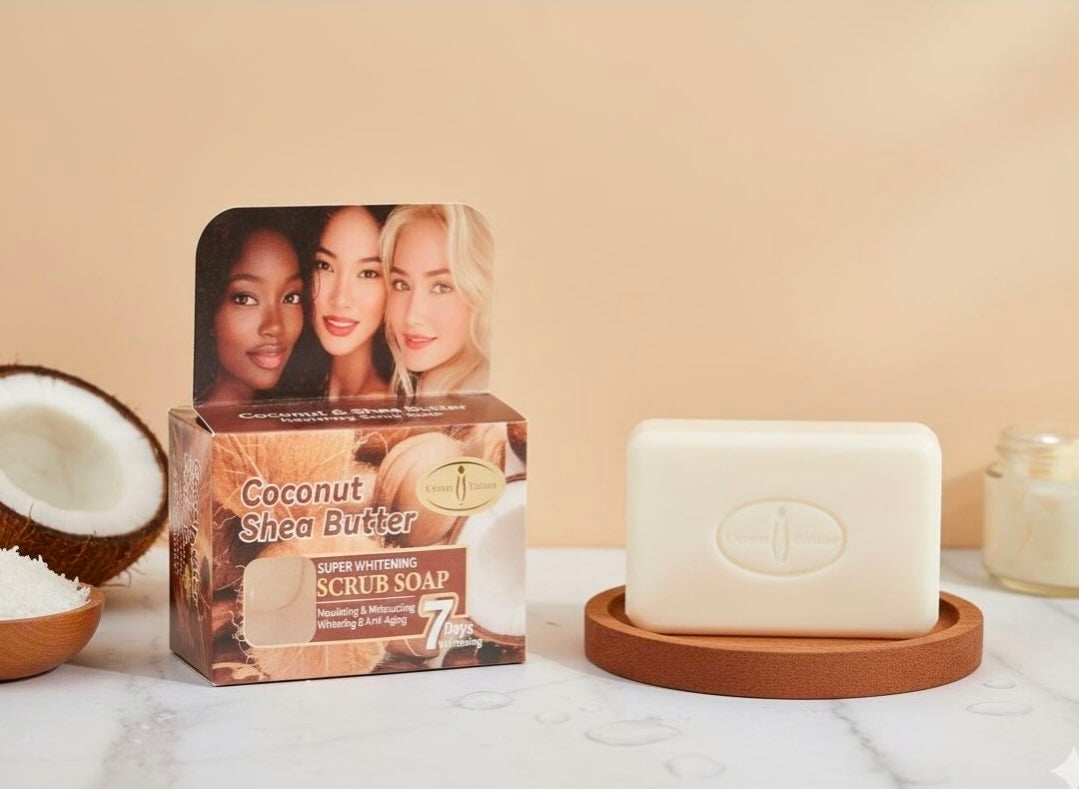Aichun Beauty Coconut Shea Butter Super Whitening Scrub Soap 100g