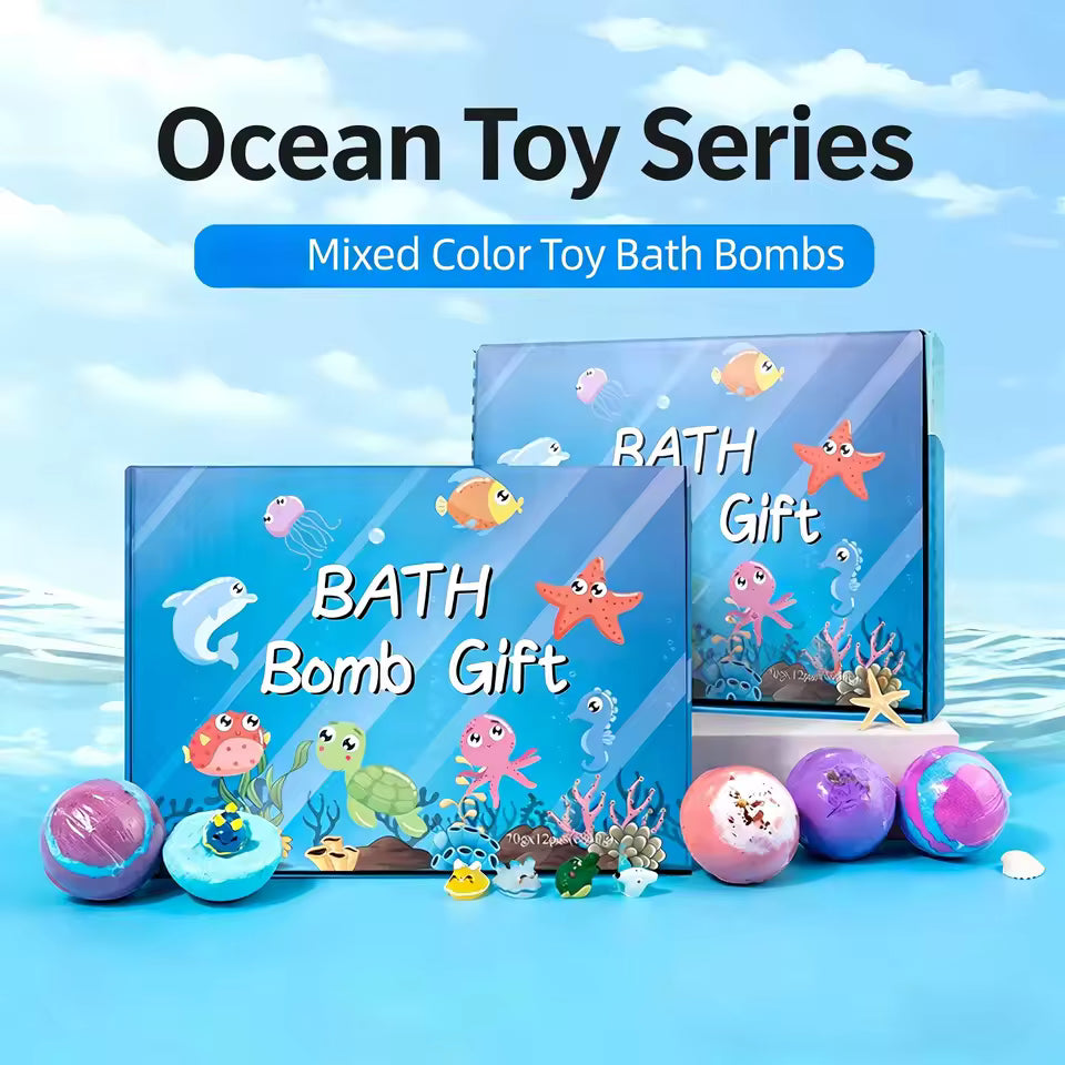 Children’s Bath Bombs Set Bath Gift with Hidden Toys 60g - Safe Ocean Bubble Bath Perfect for Sensory Play Bath time Fun