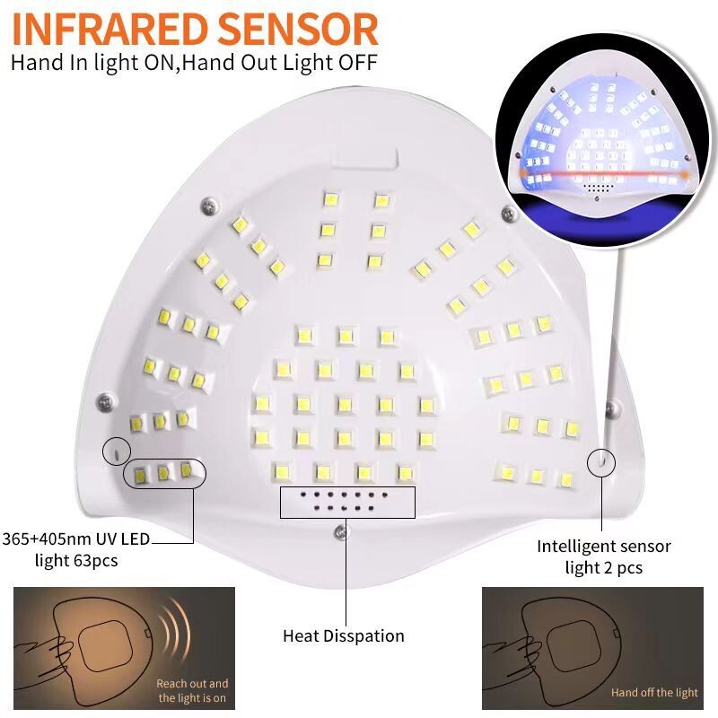 Sun C1 Professional Gel Polish LED Nail Dryer Lamp 288W (63 LED Beads)