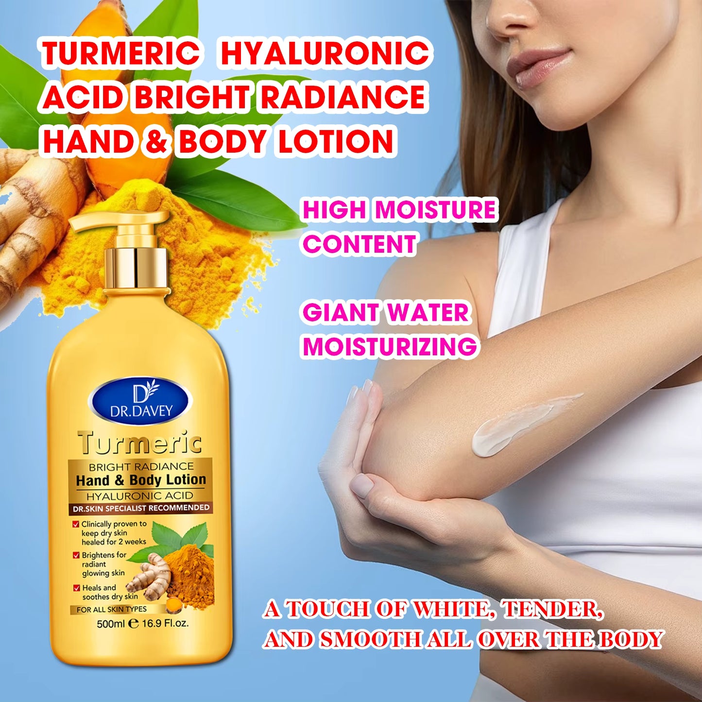 Dr. Davey Turmeric Bright Radiance Hand & Body Lotion - 500ml