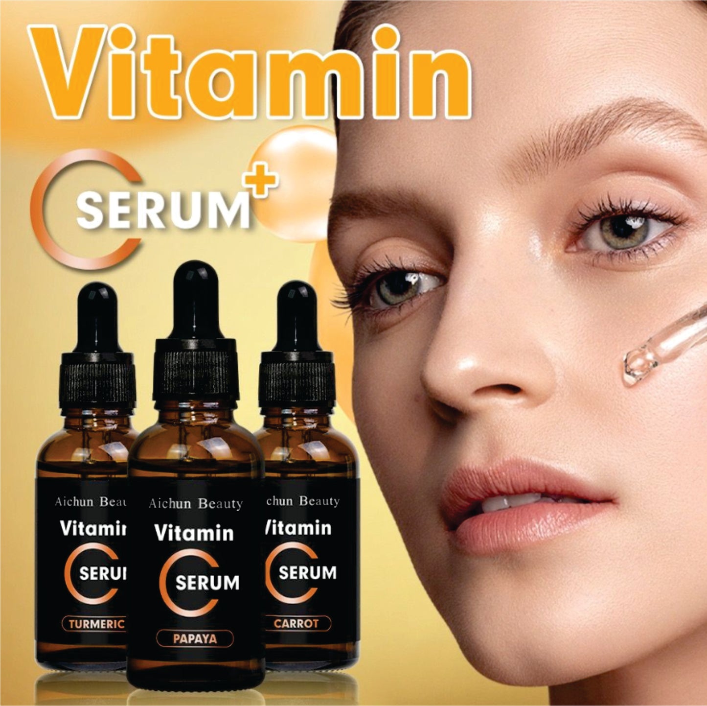 Aichun Beauty Vitamin C & Turmeric Serum (30ml) Reduces Dullness Pigmentation