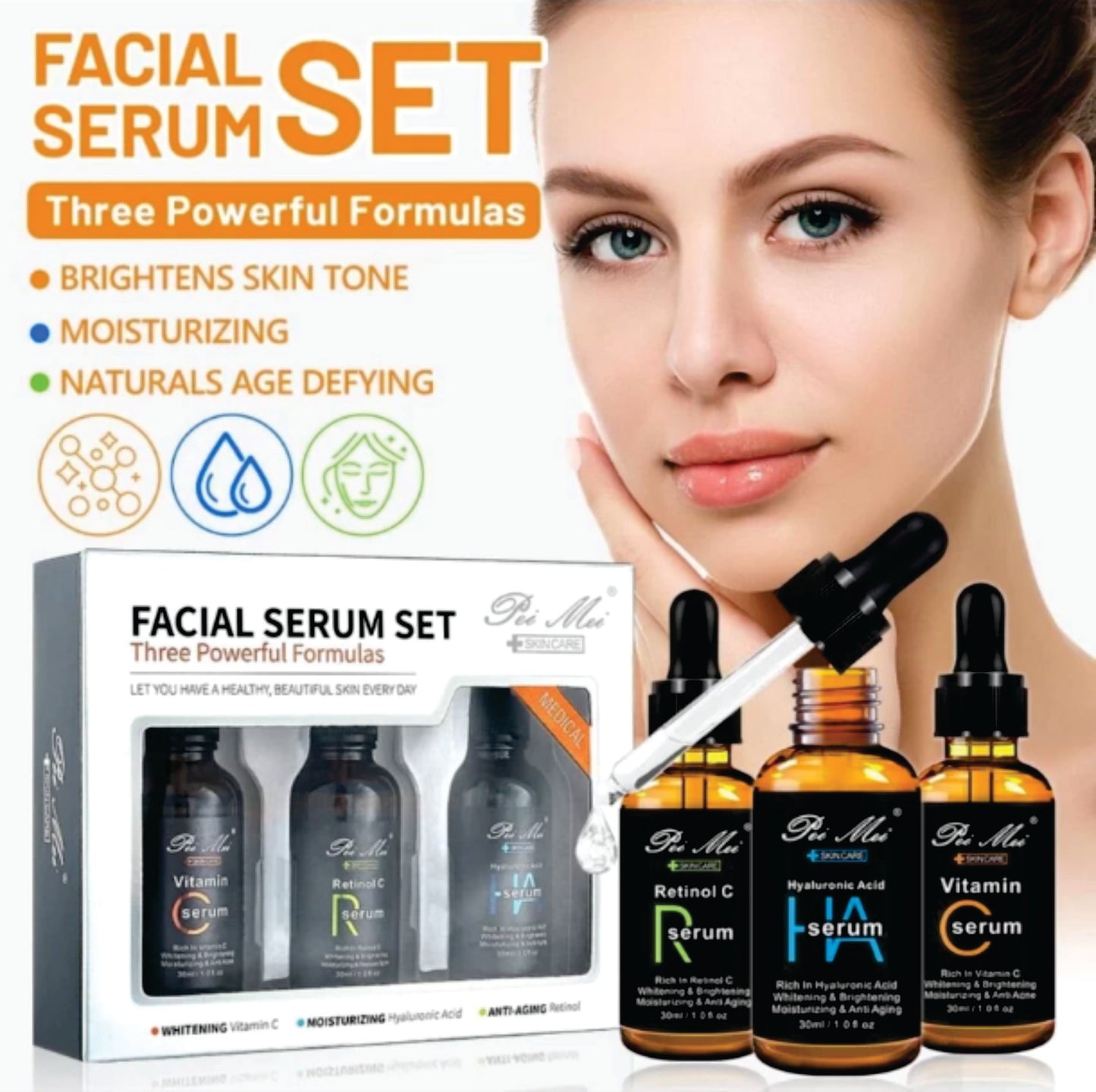 Pei Mei Facial Serum Set Three Powerful Formulas - PM6952