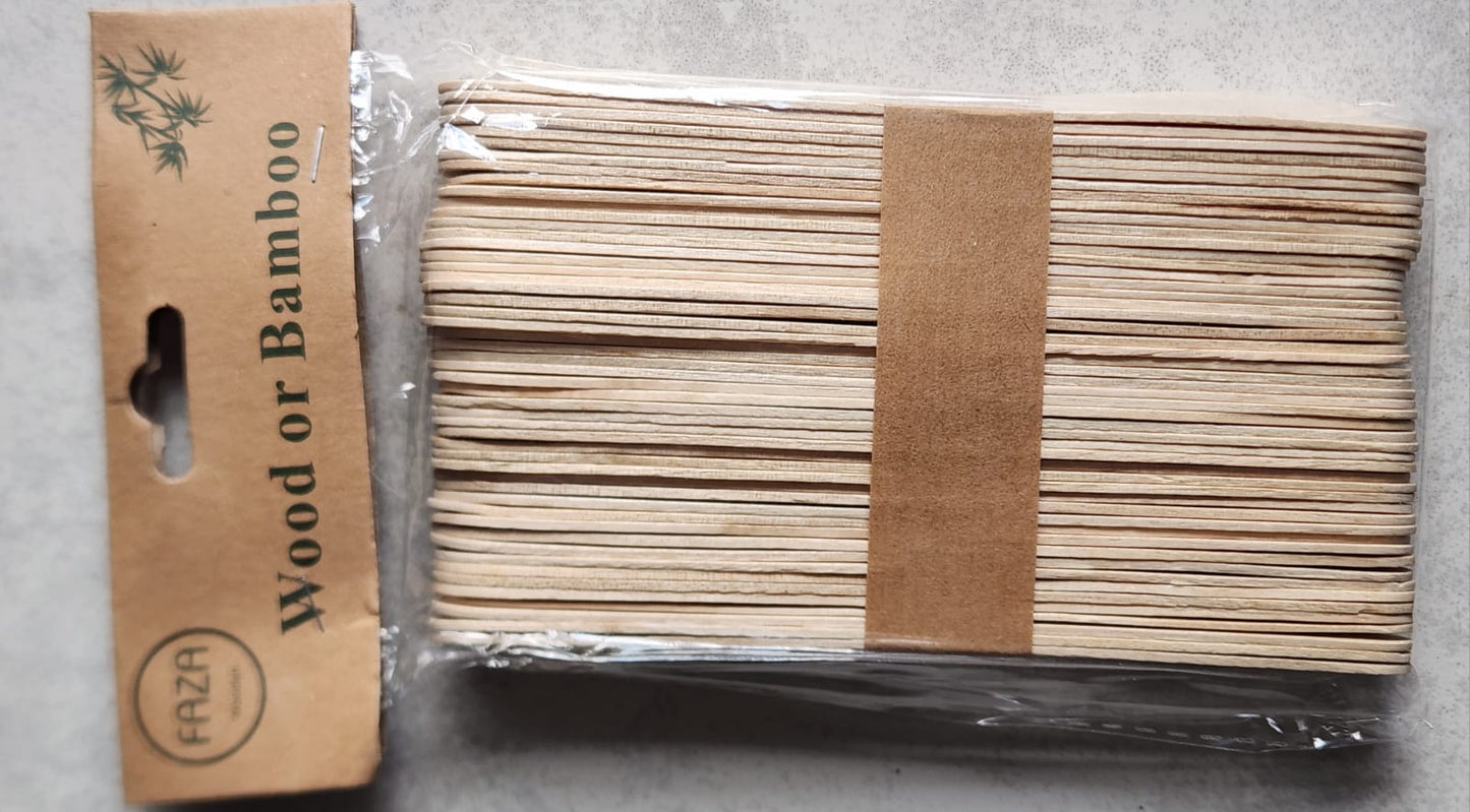 Disposable Wooden or Bamboo Tongue Spatula - 50Pcs