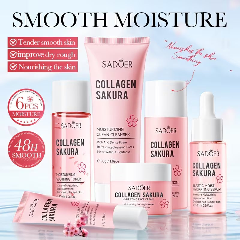 SADOER Collagen Sakura Moisturizing Travel 6-Piece Set