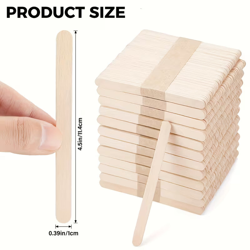 Disposable Wooden or Bamboo Tongue Spatula - 50Pcs (SMALL 11.4cm X1cm)