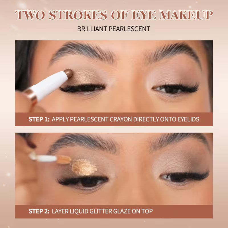 OLIBOLLA 2-in-1 Dual-Ended Eyeshadow Stick, Cream & Liquid Shimmer Eyeshadow Pen, Waterproof Long-Lasting Pearlescent Eye Makeup  22 g