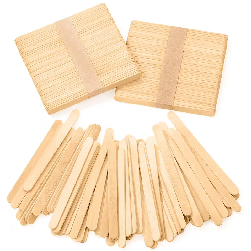 Disposable Wooden or Bamboo Tongue Spatula - 50Pcs (SMALL 11.4cm X1cm)