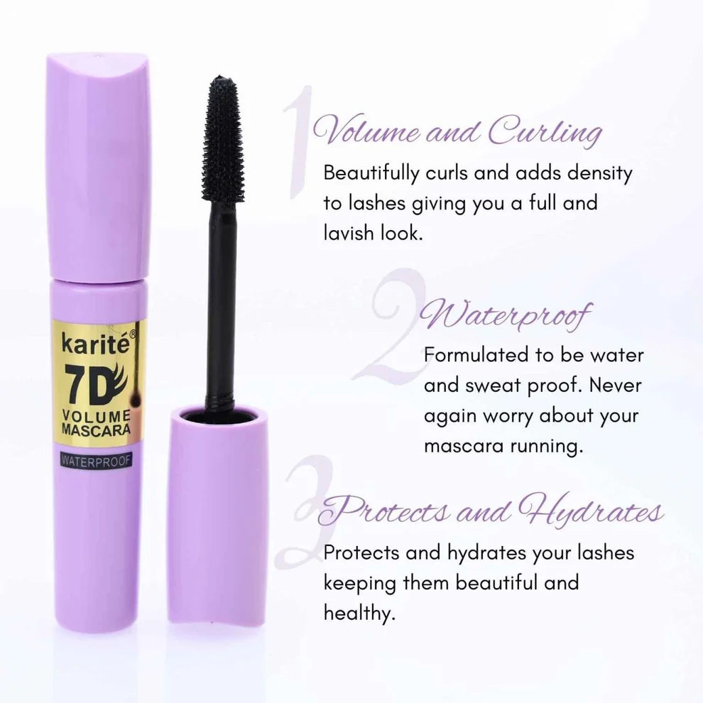 Karite 7D Volume Mascara 24 Hour Lash Multiplying Brush 15ml