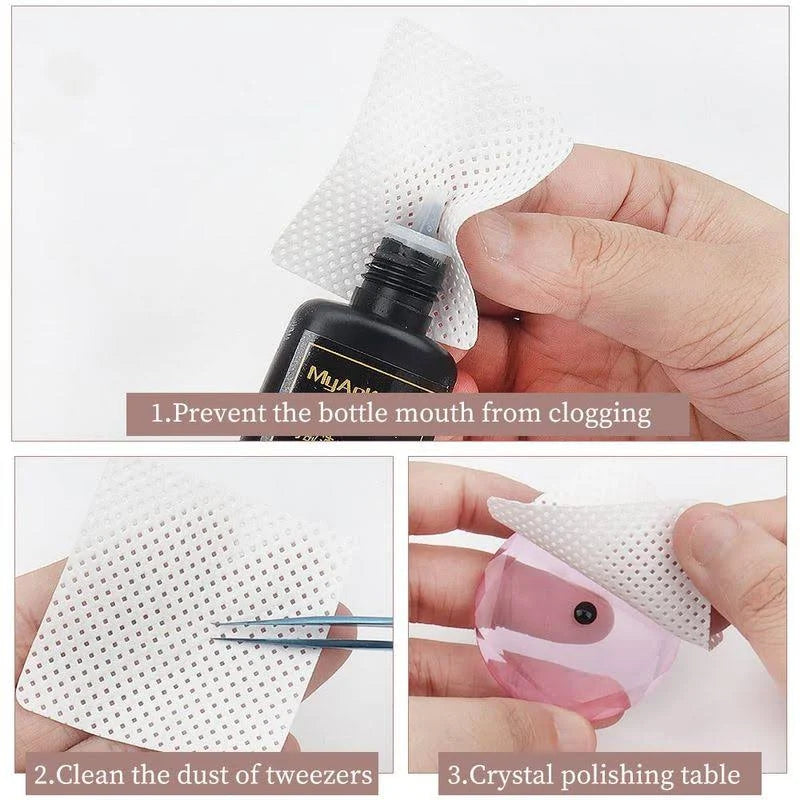 200 PCS Lash Extension Wipes Lint-Free Non-Woven Removal Tool for Eyelash Extension Glue & Nail Polish Remover Wipes